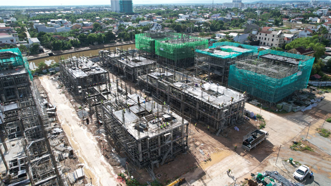 Tiến độ thi công Menas Zone Vỹ Dạ tháng 09/2024