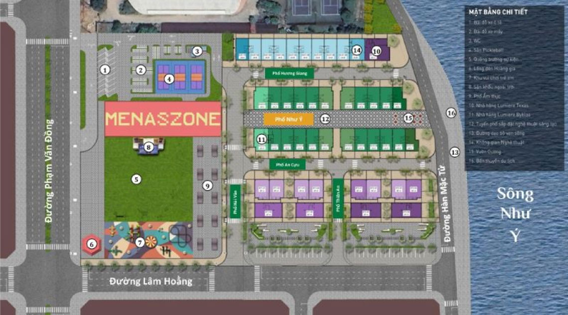 Mặt bằng dự án menas zone vỹ dạ