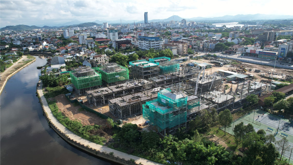 Tiến độ thi công Menas Zone Vỹ Dạ tháng 09/2024